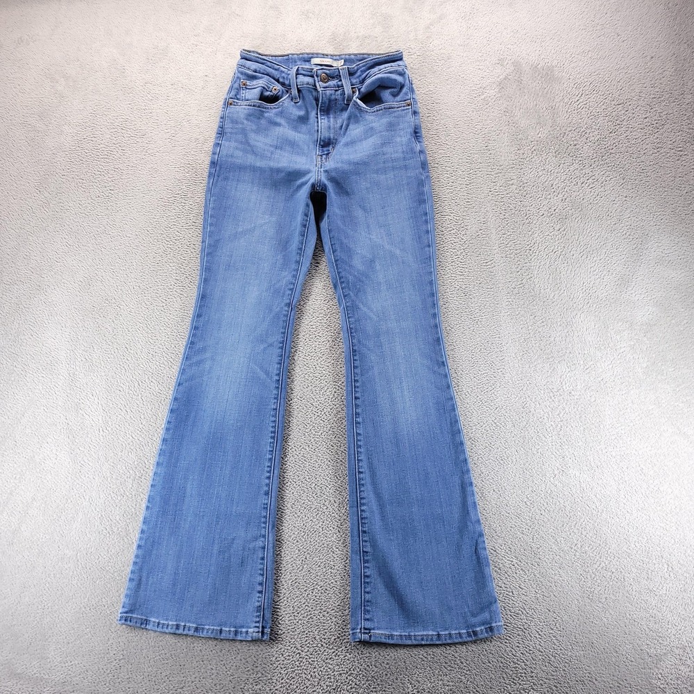 Levis Jeans Womens 27 Blue 726 High Rise Flare Light Wash Slim Fit Denim Boho